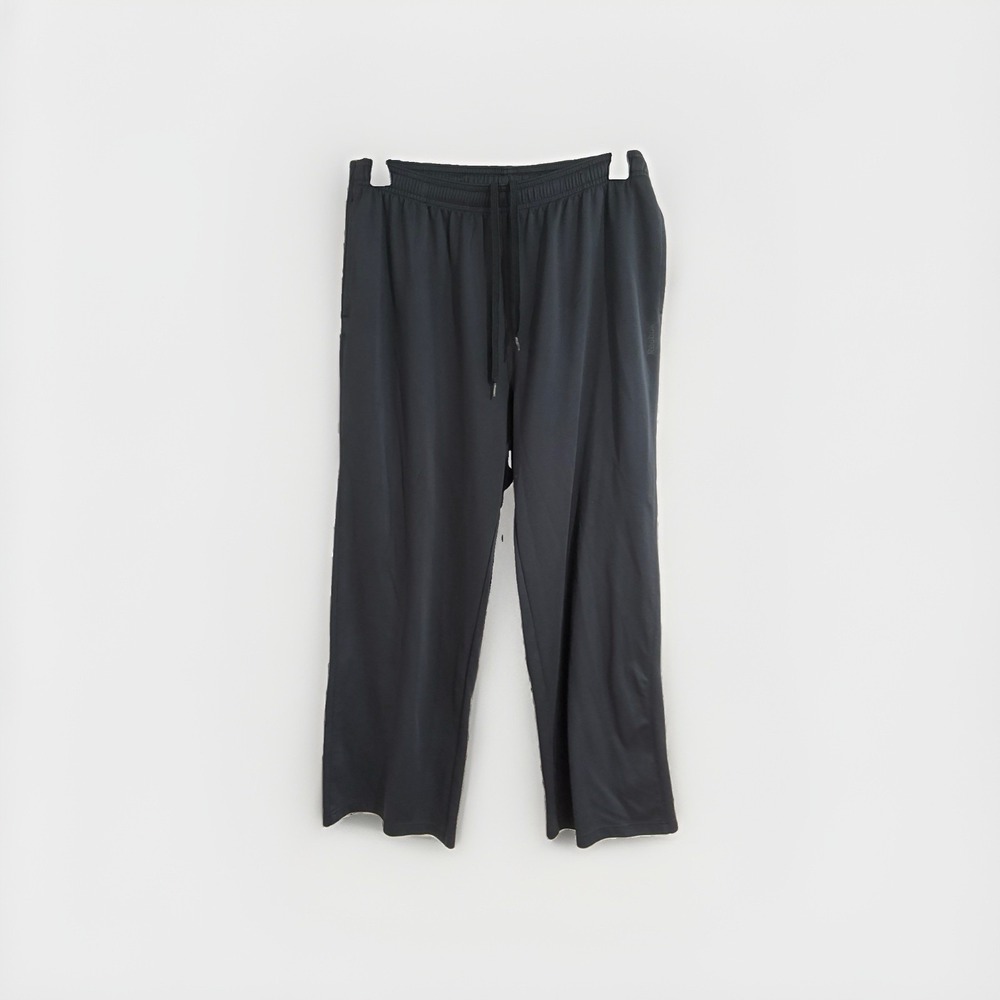 reebox mens athletic lounge black pants stretch drawstring joggers XL EUC P110